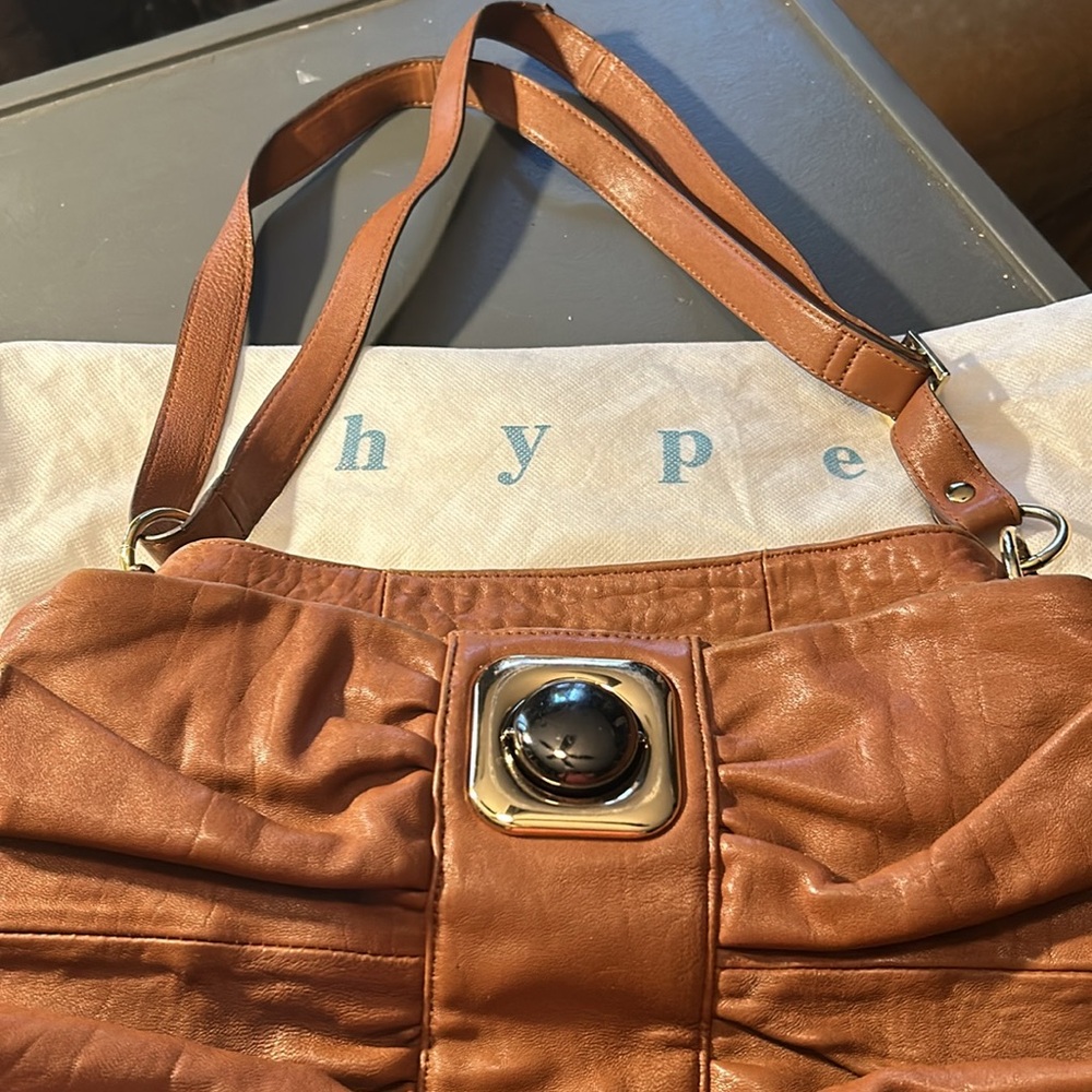 Hype Women's Brown Shoulder Bag with Silver Accent